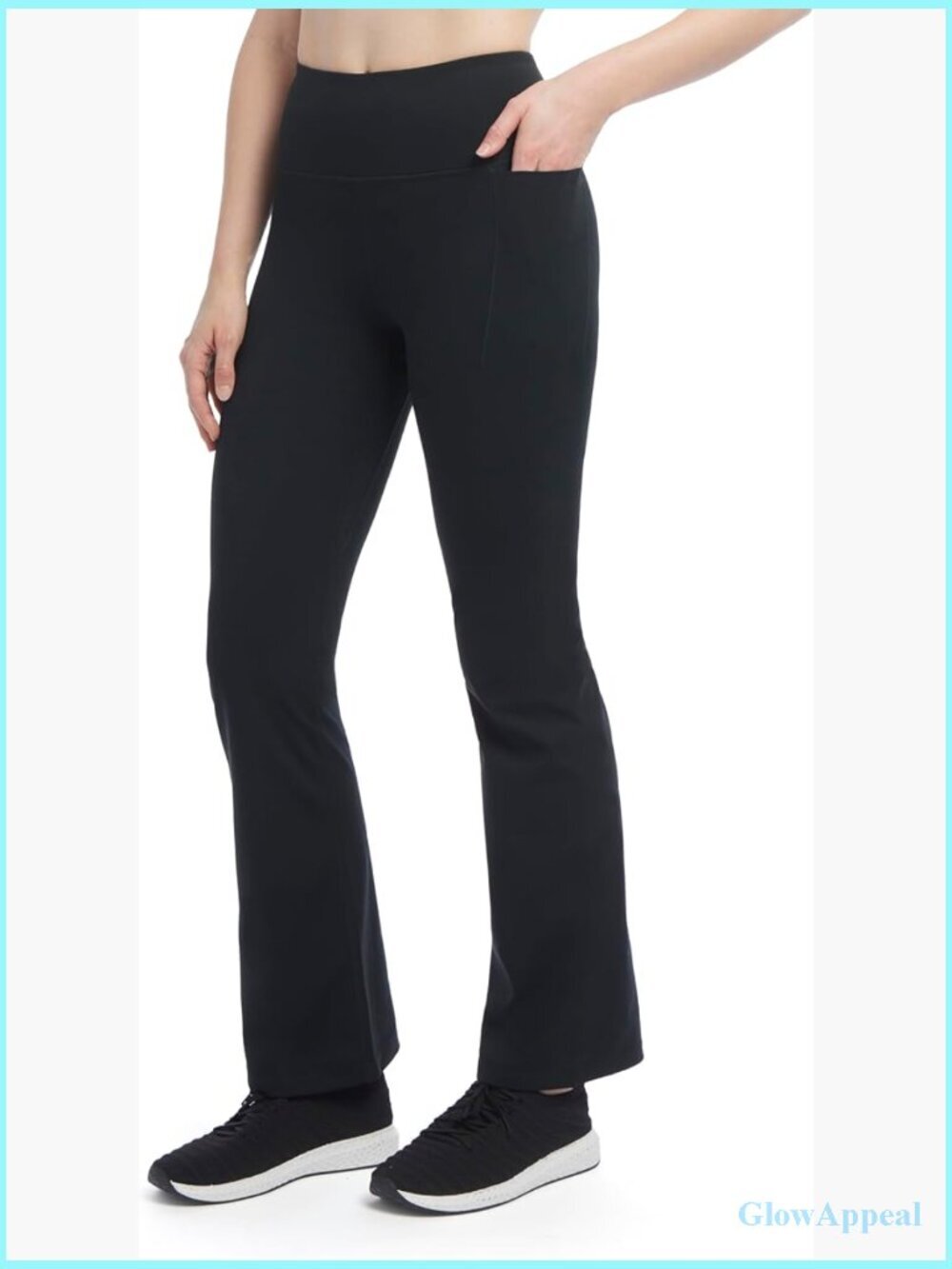 High Rise Yoga Pants with Pockets Flare Leg Nylon Spandex